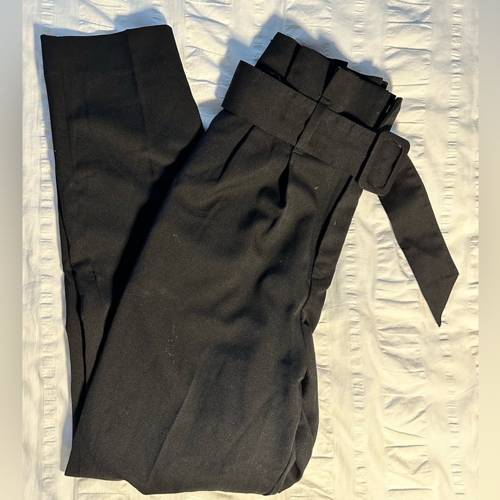 H&M Black Paperbag Waist Trousers
